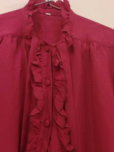 Elegant Hot Pink Ruffled Blouse
