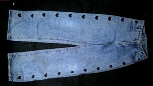 Blue Denim Jeans with Heart Cutouts