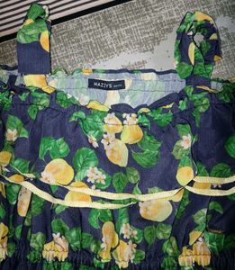 🇰🇷Cute Lemon Print Off-Shoulder Dress