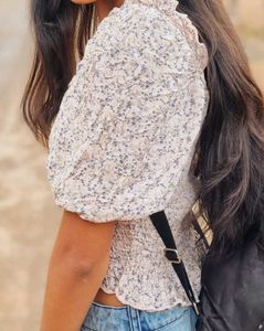 Smocked Floral Puff Sleeve Top