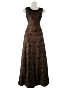 Elegant Brown Beaded Maxi Dress
