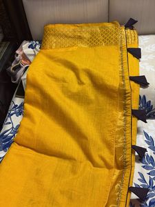 Vibrant Yellow Saree with Tassels