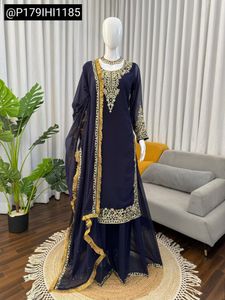 Heavy Work Navy Blue Kurta Set