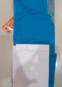 Men's Blue Kurta with Gold Embroidery