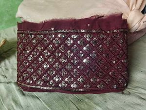 Elegant Beaded Wine Colored Fabric