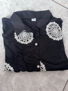 Stylish Black Kurta with White Embroidery