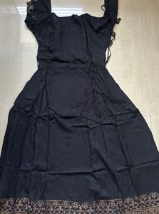 Elegant Black Kurta Set with Golden Print