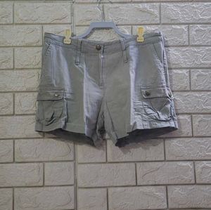 Women's Grey Cotton Cargo Shorts