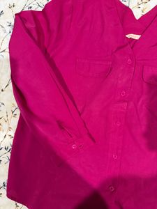 V-Neck Pink Long Sleeve Shirt