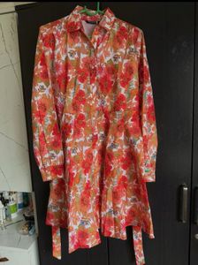 Floral Print Shirt Dress 🧡