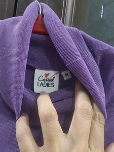 Purple Turtleneck Long Sleeve Top