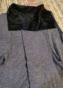 Gray Open Front Cardigan