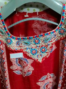Red Ethnic Printed Kurta