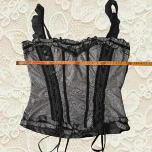 Y2K Silver Tie Up Corset Top