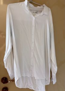 Zara White Long Sleeve Button-Up Shirt