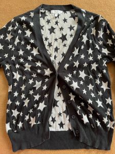 Star Print Button-Up Cardigan