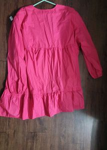 Vibrant Pink Tiered Midi Dress