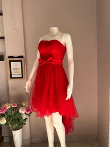 Stunning Red Strapless Bow Dress