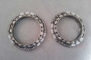 Elegant Oxidized Bangles with Crystals