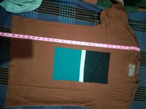 Men's Brown Color Block T-Shirt