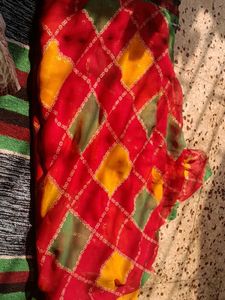 Red Bandhani saree