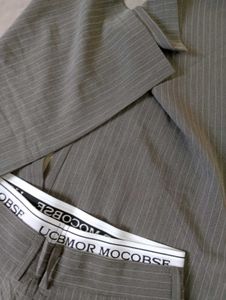 Grey Pinstripe Wide Leg Pants