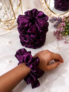 pack of 6 Purple Satin Scrunchie Set
