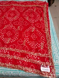 red chunari wid green blouse