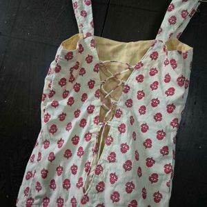 Cream Floral Printed corset Back Sleeveless Top