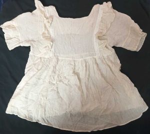 Cream Ruffle Trim Blouse