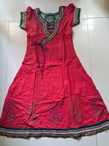 Red Embroidered Kurta