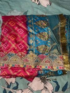 Vibrant Pink &amp; Teal Saree