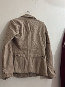warm Elegant Tan Asymmetrical coat no flaws