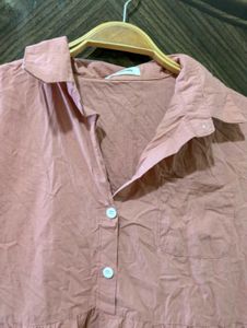 Chic Pink Collared Shirt Dress