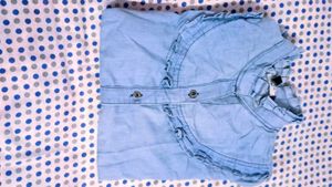 Chic Denim Ruffle Top and jeans