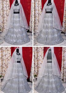 Stunning Silver Embroidered Lehenga Choli