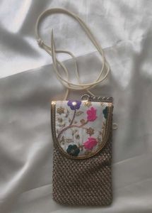 Embroidered Floral Pouch with Strap