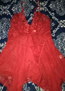 Red Lace Babydoll Lingerie Set