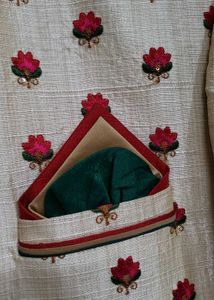 Men's Cream shervani with Red Floral Print