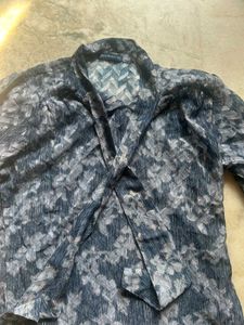 Floral Print Tie-Neck Blouse