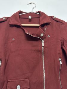 Women's Burgundy Cropped Jacket