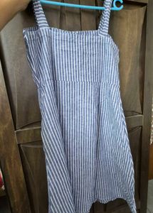 Blue &amp; White Striped Midi Dress