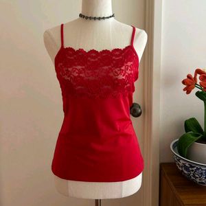 Red Lace Trim Camisole