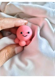 Cute Pink Octopus Charm Keychain