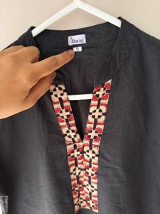 Black Cotton Kurta