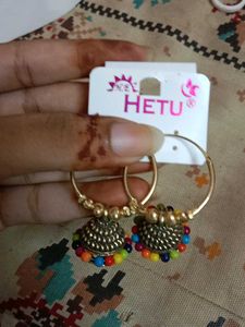 HETU Jhumka Earrings with Colorful Beads