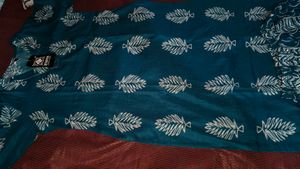 New Teal Kurta Set with Leaf Print