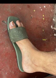 Chic Olive Green Slide Sandals