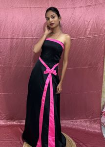 Black &amp; Pink Strapless Formal Gown