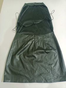 Zara Large Black Faux Leather Halter Dress